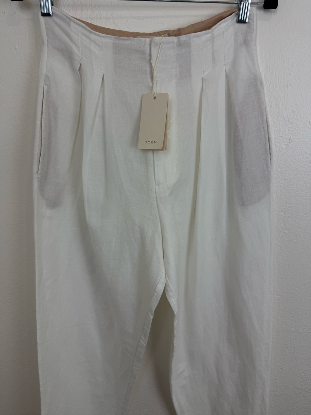 DÔEN Louvre Linen Cotton Pants Salt Size 6 NWT Coastal Quiet Luxury - Picture 5 of 10